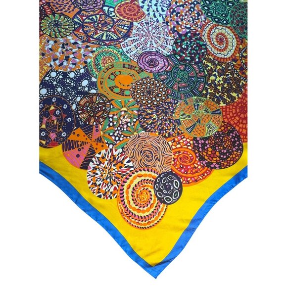 2/$30 Large Colorful Mandala Print Calico Silk Feeling Polyester Scarf - Picture 3 of 8